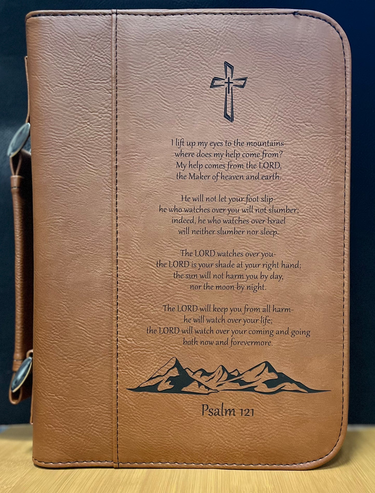 Leather Bible Cover with Handle & Zipper