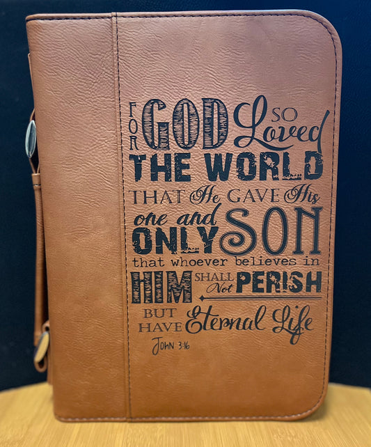 Leather Bible Cover with Handle & Zipper