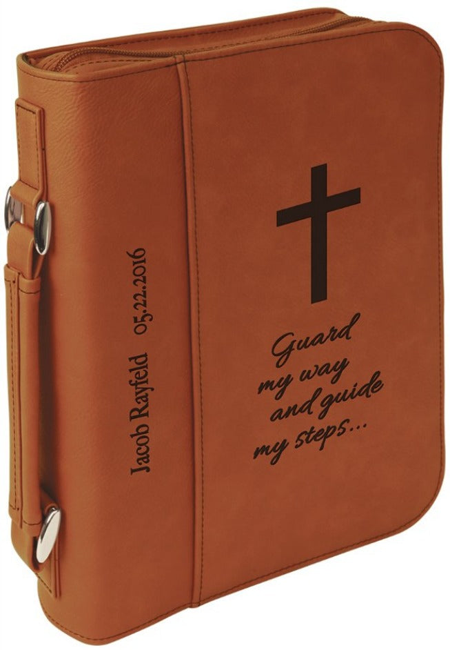 Leather Bible Cover with Handle & Zipper