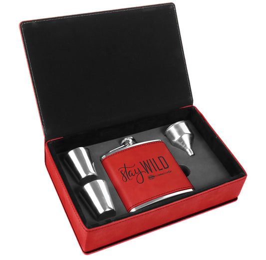 6 oz. Leatherette Flask Gift Set